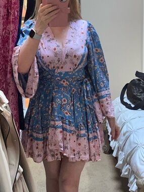 Floral flirty rayon wrap around dress